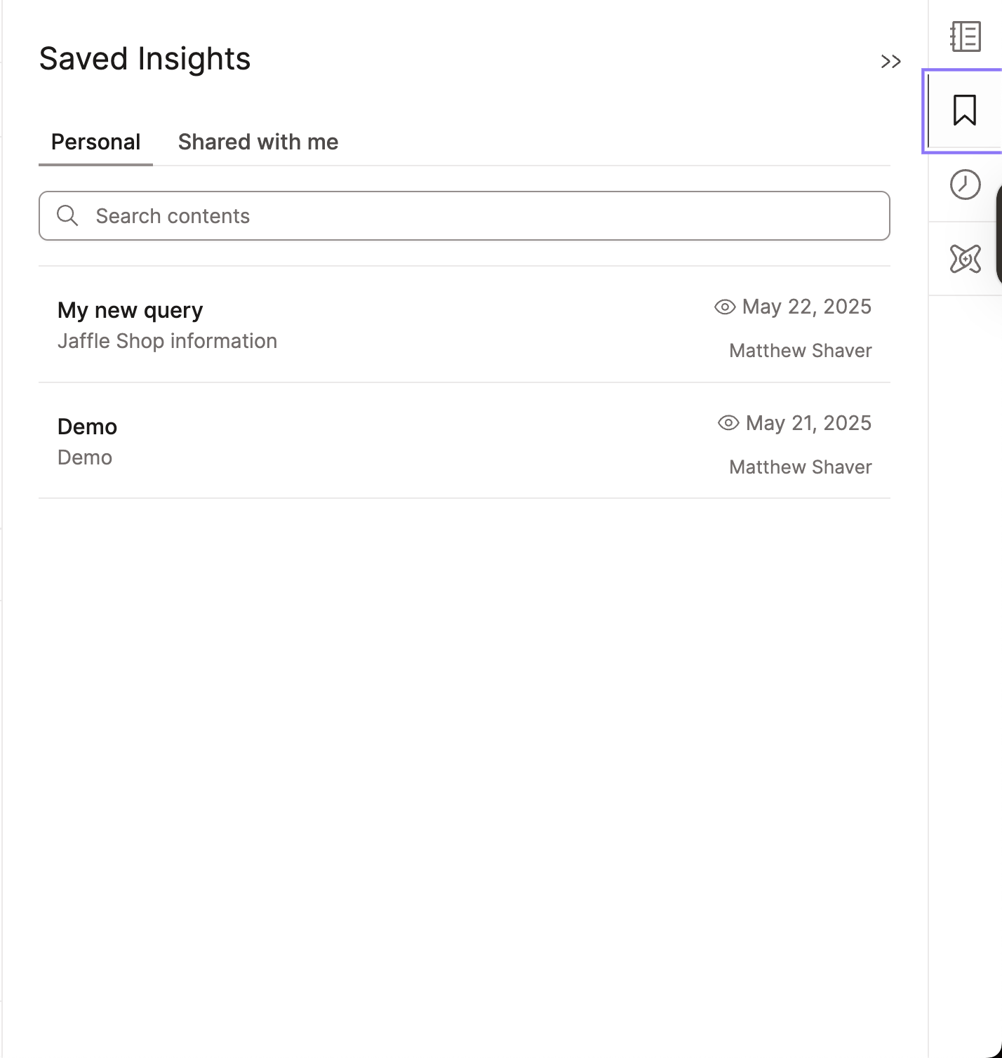 Manage your saved Insights Manage your saved Insights