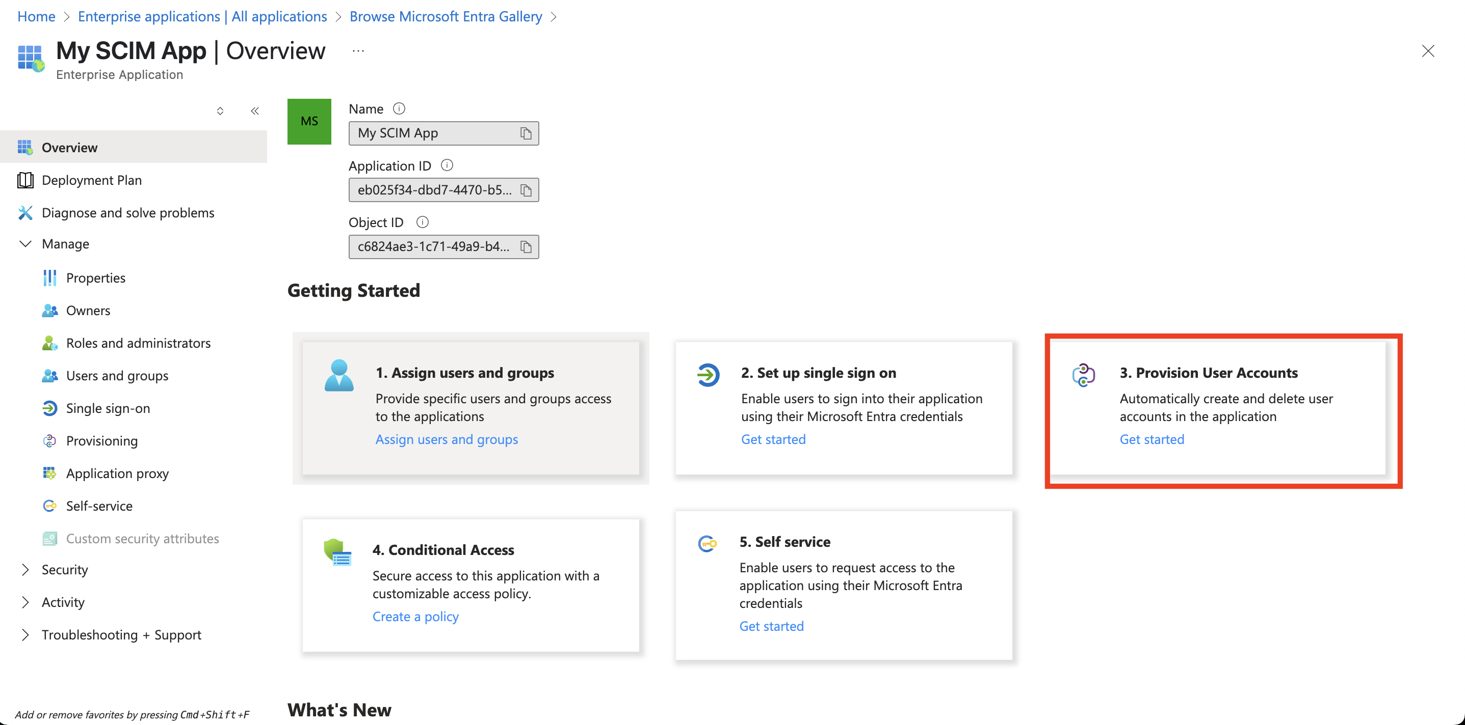 The 'Provision user accounts' option.