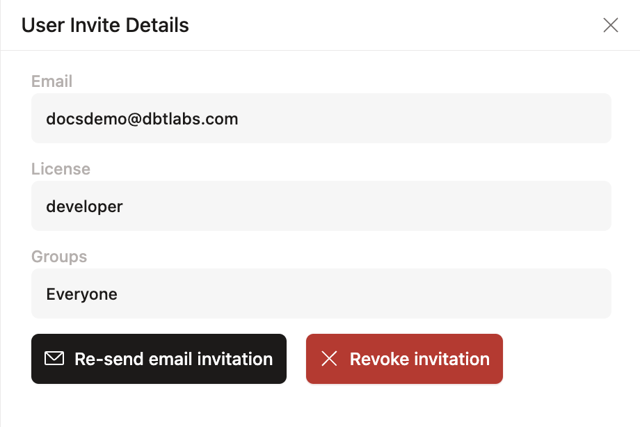 Resend or revoke the users invitation