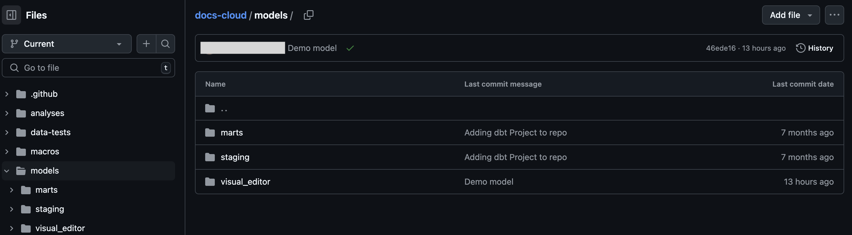 Example of the Canvas model path in GitHub. Example of the Canvas model path in GitHub.