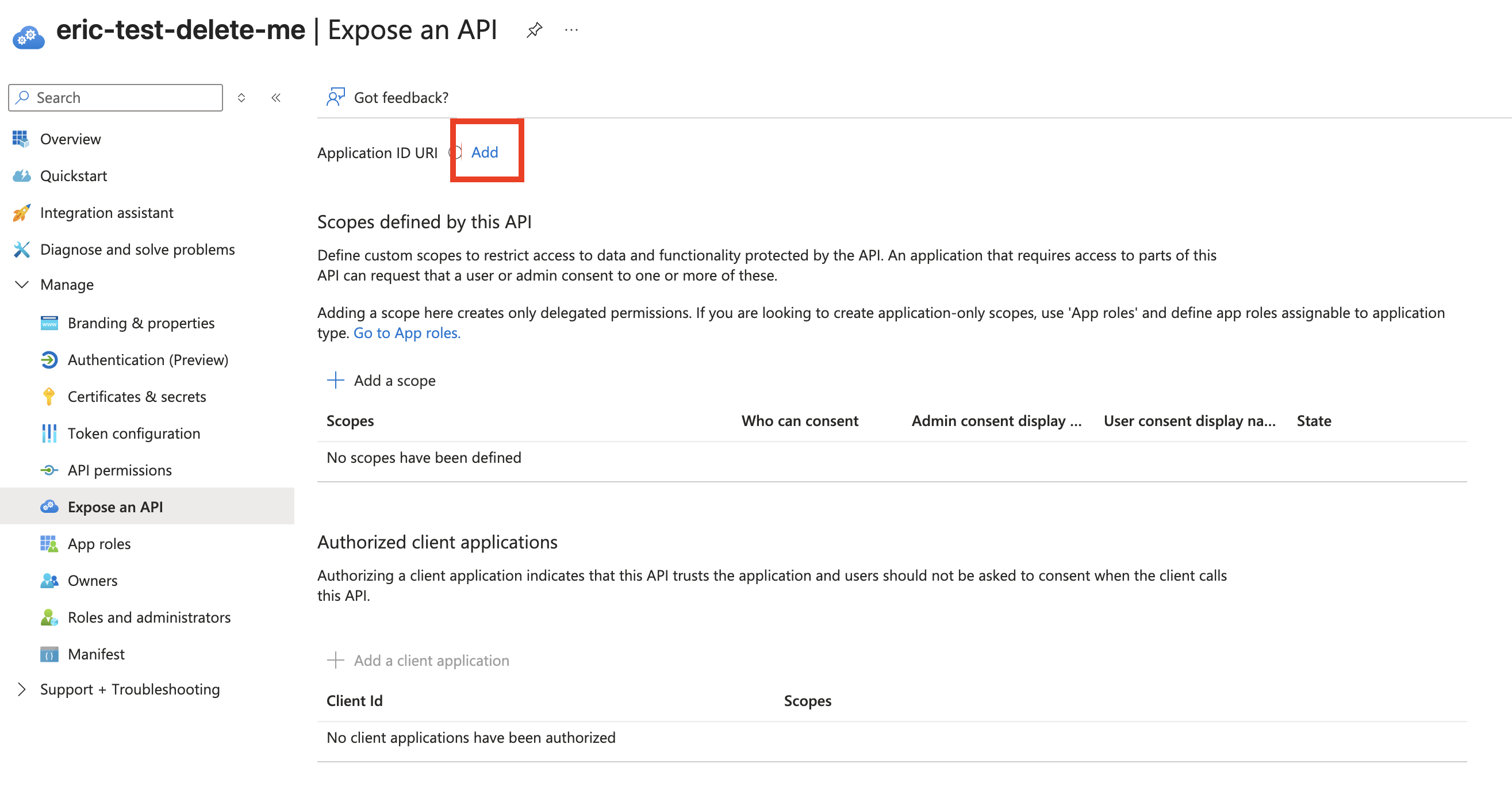 Create the Entra ID resource server.