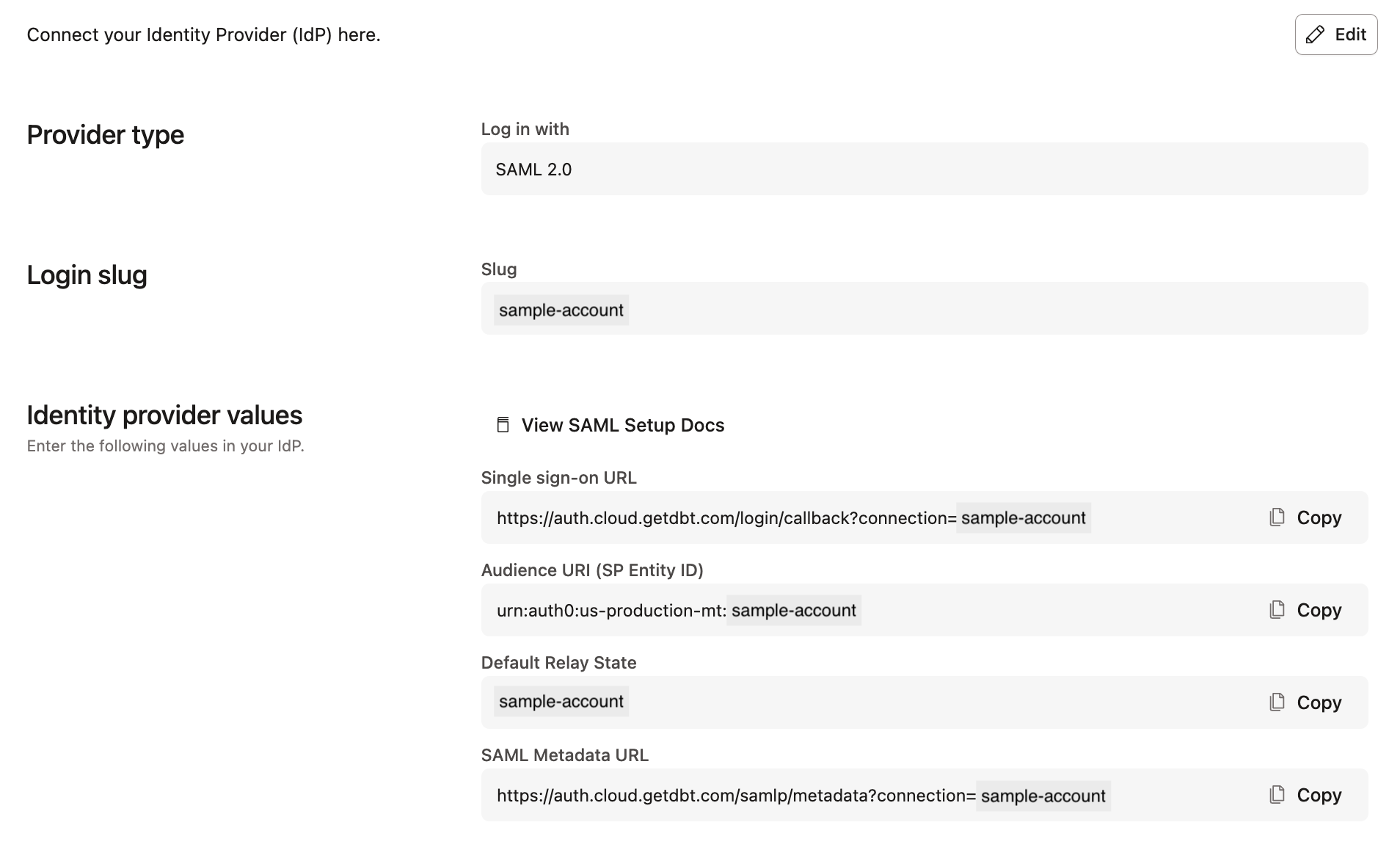 The SSO login URL in the account settings. The SSO login URL in the account settings.