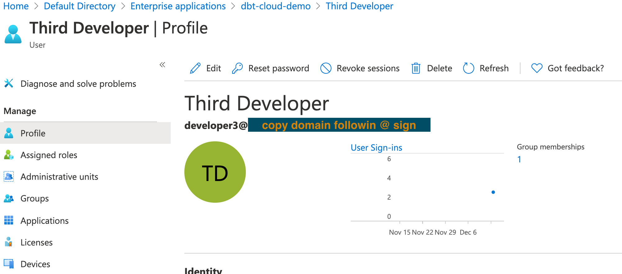 Obtaining the user domain from Azure Obtaining the user domain from Azure