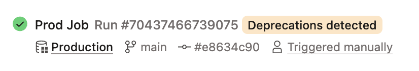 The deprecation warnings listed on the dbt dashboard.