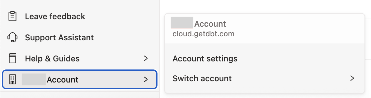 Example of Account settings from the sidebar Example of Account settings from the sidebar