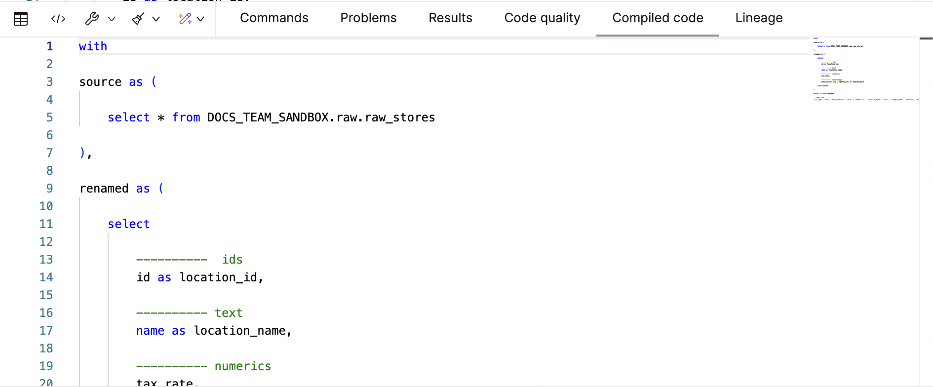 Compile results show up in the Compiled Code tab