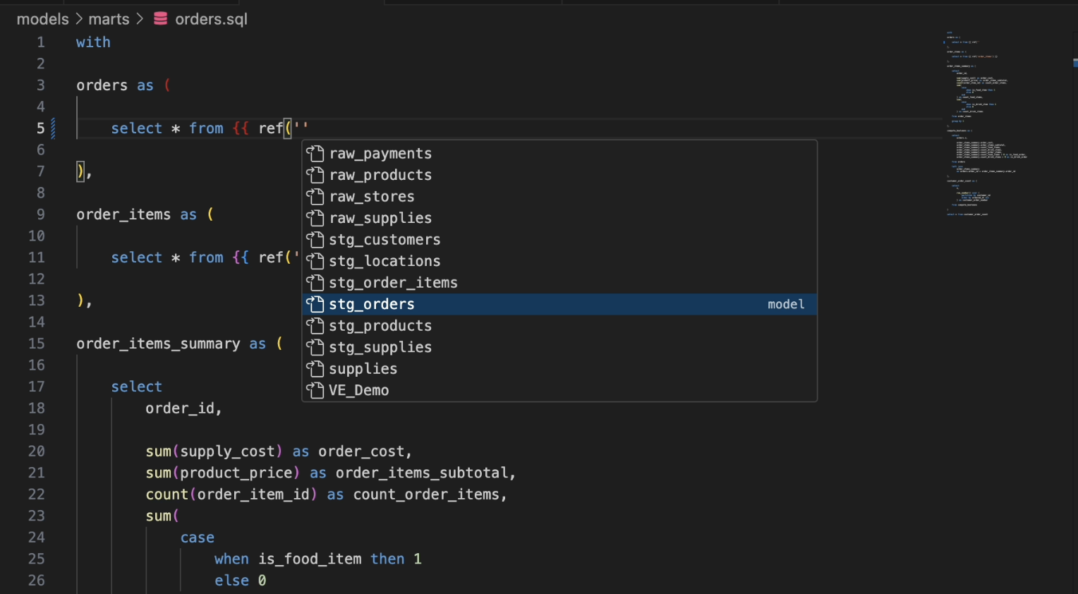 Autocomplete for a model name.