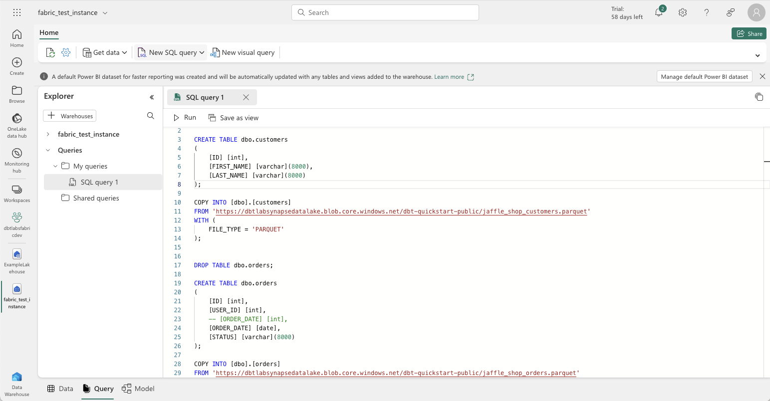 Example of loading data Example of loading data